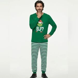 Ekouaer green and white Holiday grinch/elf pajama men’s medium NWT